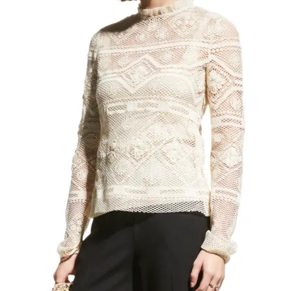 Rebecca Taylor Ivory Lace Blouse | 10 - Picture 2 of 9